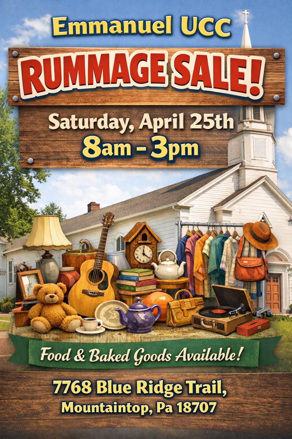 Emmanuel UCC will be having a Rummage Sale on Saturday April 25th from 8am - 3pm